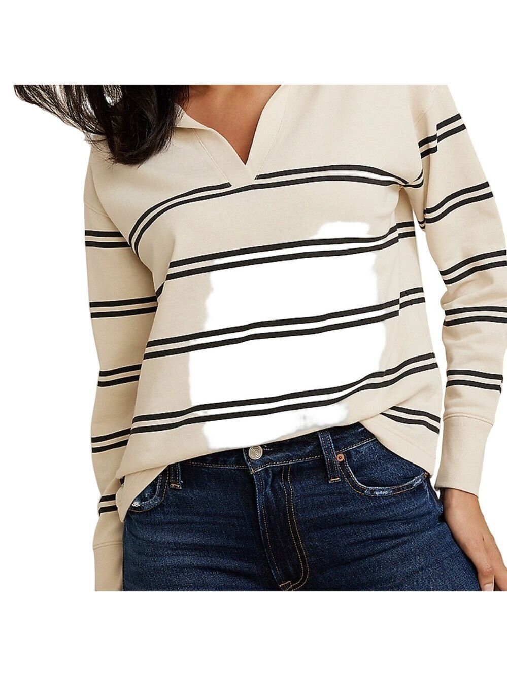 Maurices Striped Pullover Sweatshirt size Large - Johnny Collared